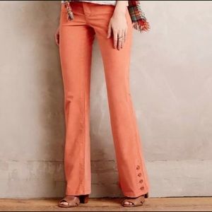 Anthropologie flare corduroy pants in peach